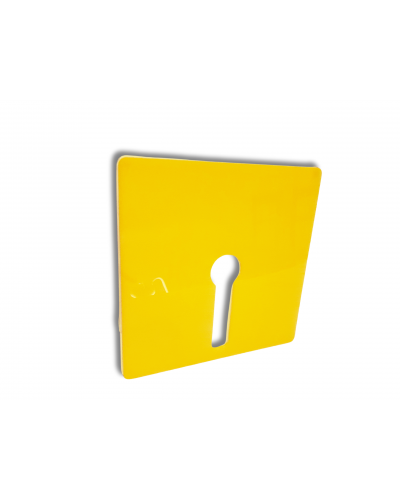 porte de façade jaune avec fente , La porte s'adapte sur votre led box